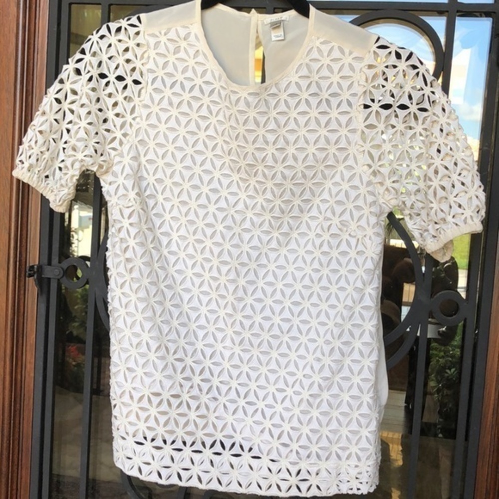 J Crew cute off white pinwheel cutout top